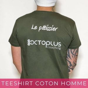 T-shirt coton homme vert avec logo Octoplus.