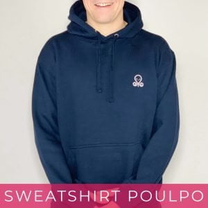 Homme portant un sweatshirt Poulpo bleu