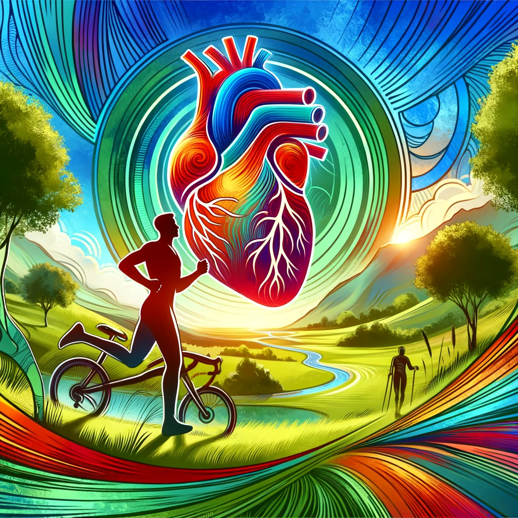 Illustration d'activités sportives et d'un cœur coloré.