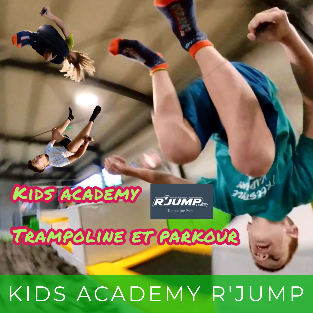 Enfants sautant à R'Jump Kids Academy.